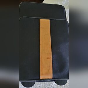 Coach Leatherware Black Rolling 22” Carry On Natural Leather Trim